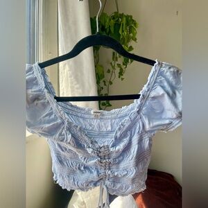 Cute Pastel Blue Lacy Crop Top